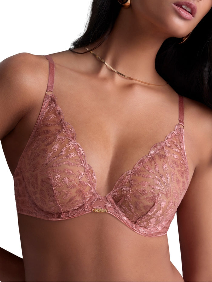 Crazy In Love Triangle Plunge Bra - Warm Pink