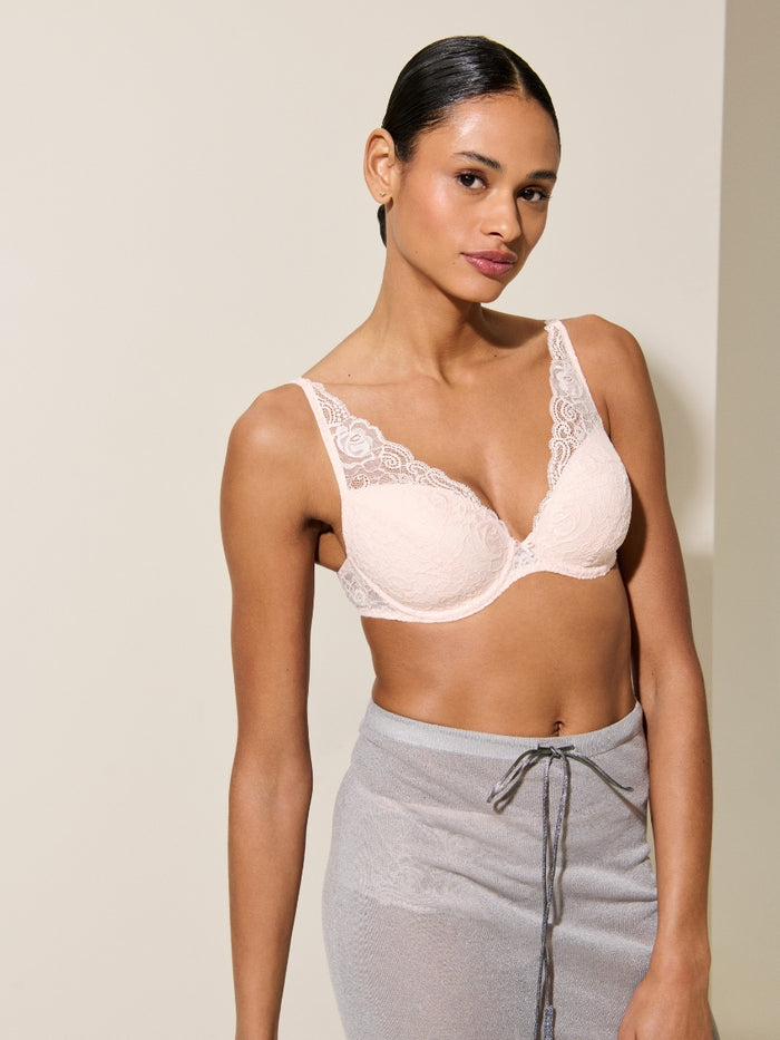 Cyrile Padded Plunge Bra - Crystal Pink