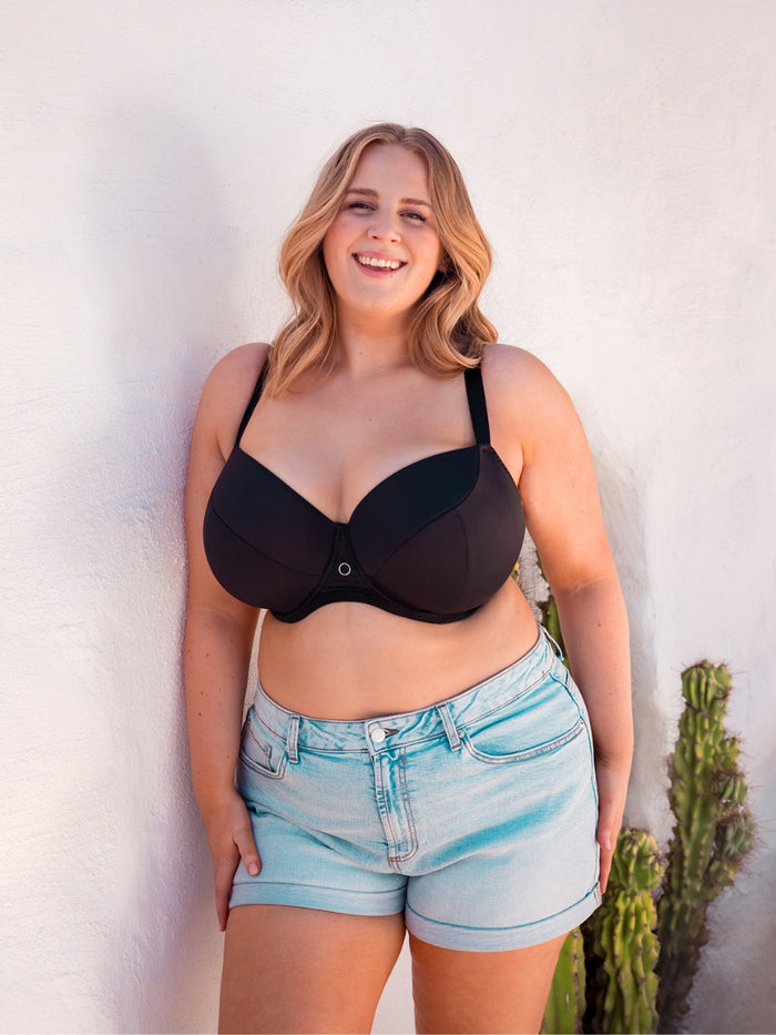 Daze Padded T-Shirt Balcony Bra - Black