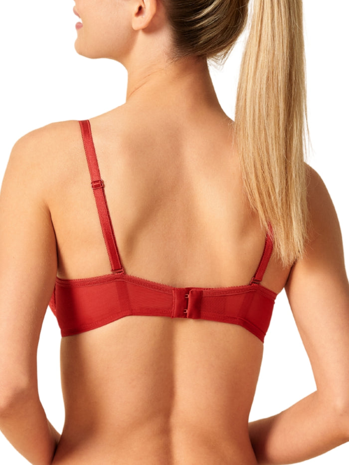 Glossies Lace Sheer Moulded Bra - Paprika