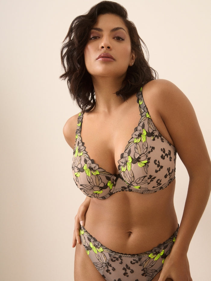 Manali Half Padded Plunge Bra - Wild Bloom