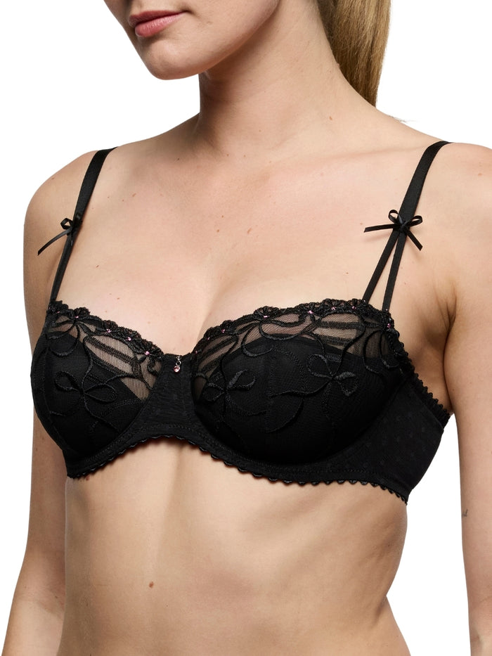 Noova Half Padded Balcony Bra - Black