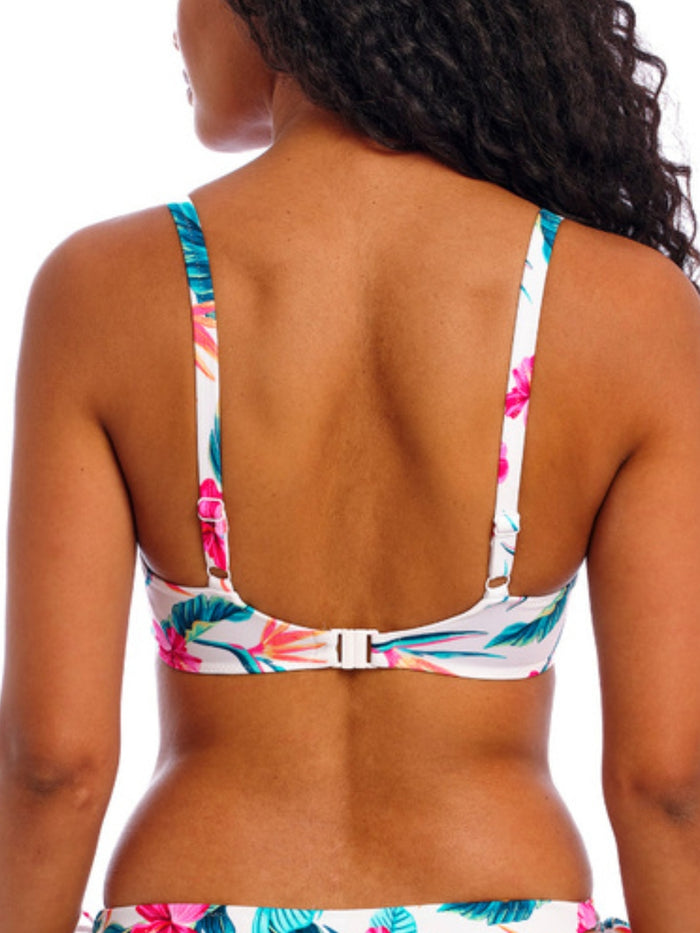 Palm Paradise Low Plunge Bikini Top - White