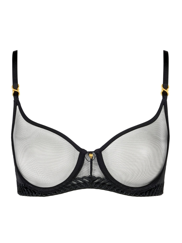 Sheer Emotion Half Cup Bra - Black