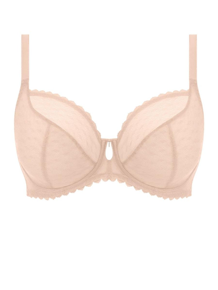 beige plunge bra