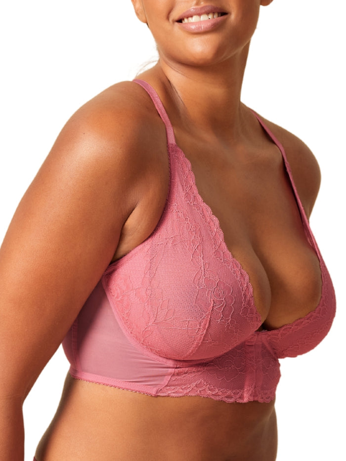 Superboost Lace Deep V Bralette - Mauve Pink