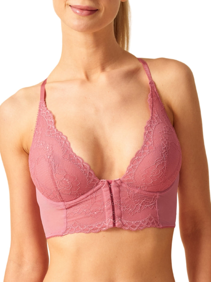 Superboost Lace Deep V Bralette - Mauve Pink