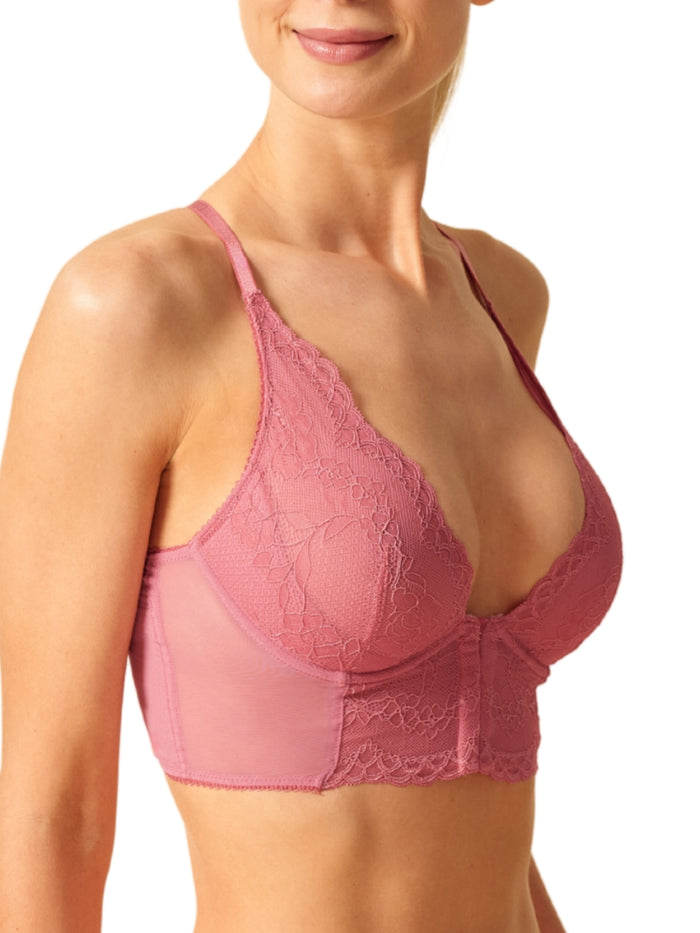 Superboost Lace Deep V Bralette - Mauve Pink
