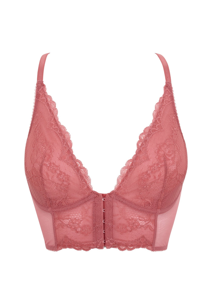 Superboost Lace Deep V Bralette - Mauve Pink