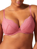 Superboost Lace Padded Plunge Bra - Mauve Pink