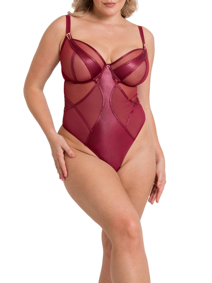 Suspense Plunge Bodysuit - Sangria