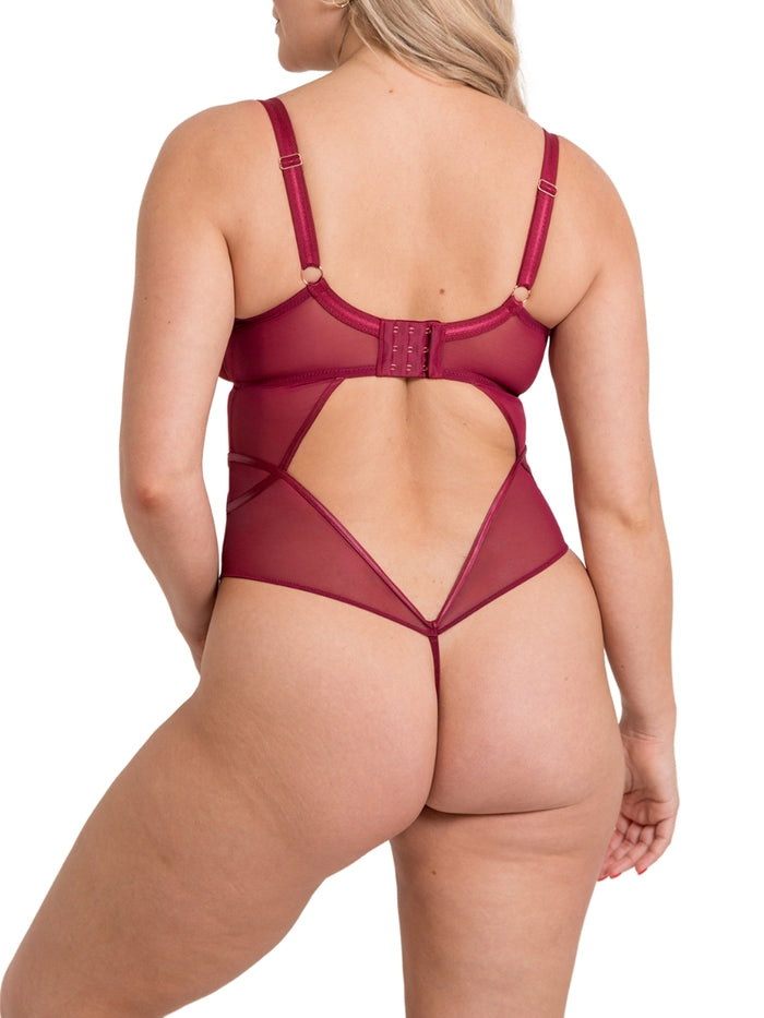 Suspense Plunge Bodysuit - Sangria