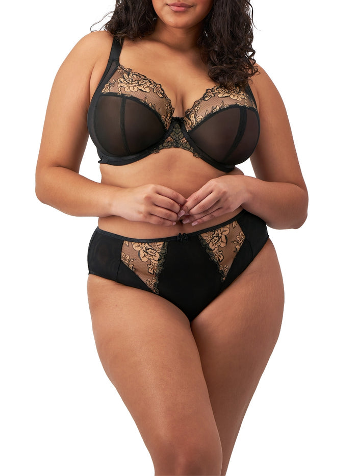 Teagan Plunge Bra - Black/Almond