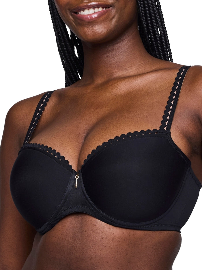 Vivgirl Padded Balcony Bra - Black